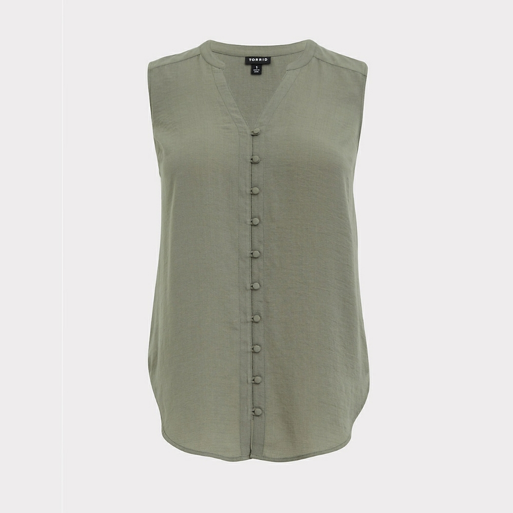 NWT Torrid "Harper" Green Button Front Tunic Tank - Picture 2 of 5